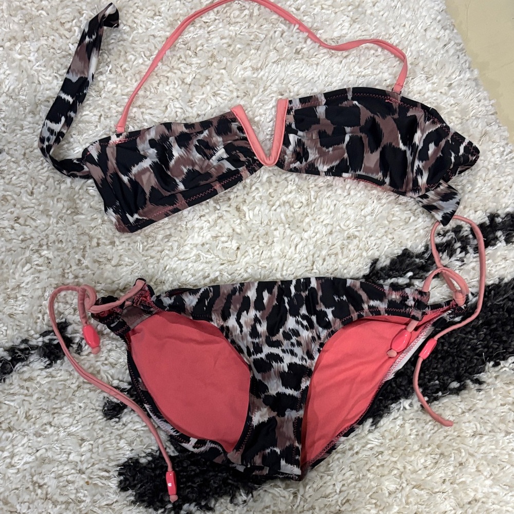 Leopard Print Bikini with Pink Accents